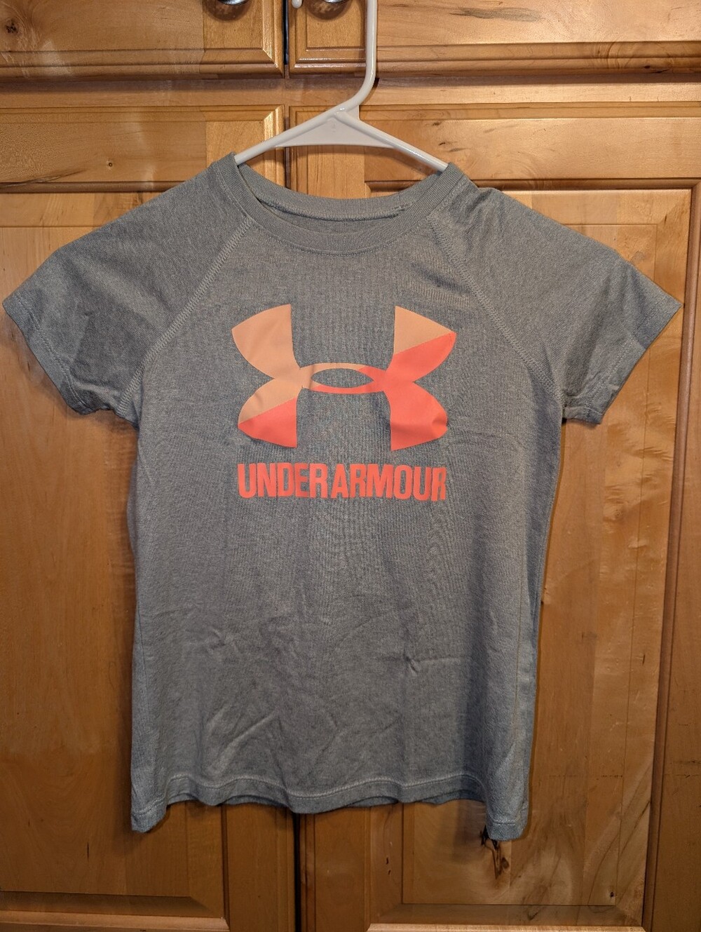 Under Armour Gray Short Sleeve Tee with Coral Logo